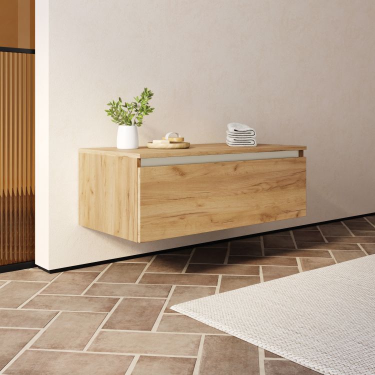 Mensola bagno 115x34 h cm in legno rovere - Kantiko