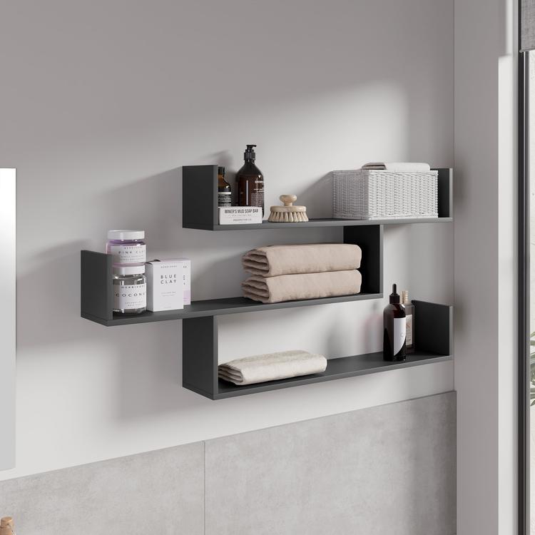 SMIBUY Mensola portaoggetti da bagno con armadietto, in bambù, organizer per WC autoportante, salvaspazio, con 3 ripiani regolabili (noce