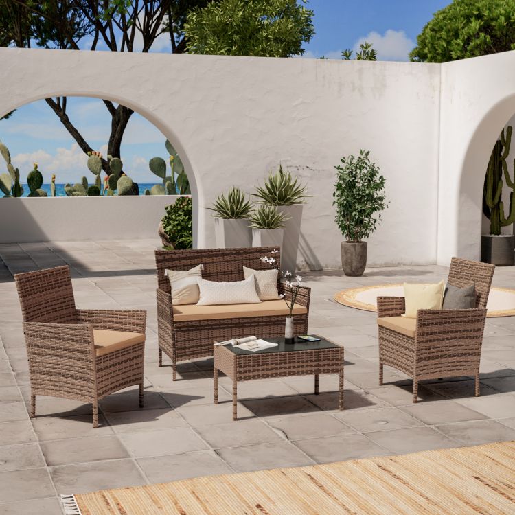 Set Arredo Giardino Color Marrone Saturno   - Eleganza  e Comfort per i Tuoi Spazi Esterni