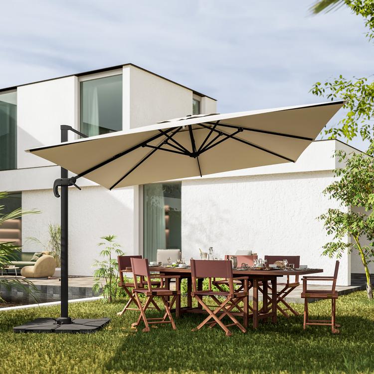 Tempera Ombrellone Da Giardino 2,8m – Inclinazione Automatica A Manovella, Palo Robusto, Tettoia Anti Sbiadimento, Grigio