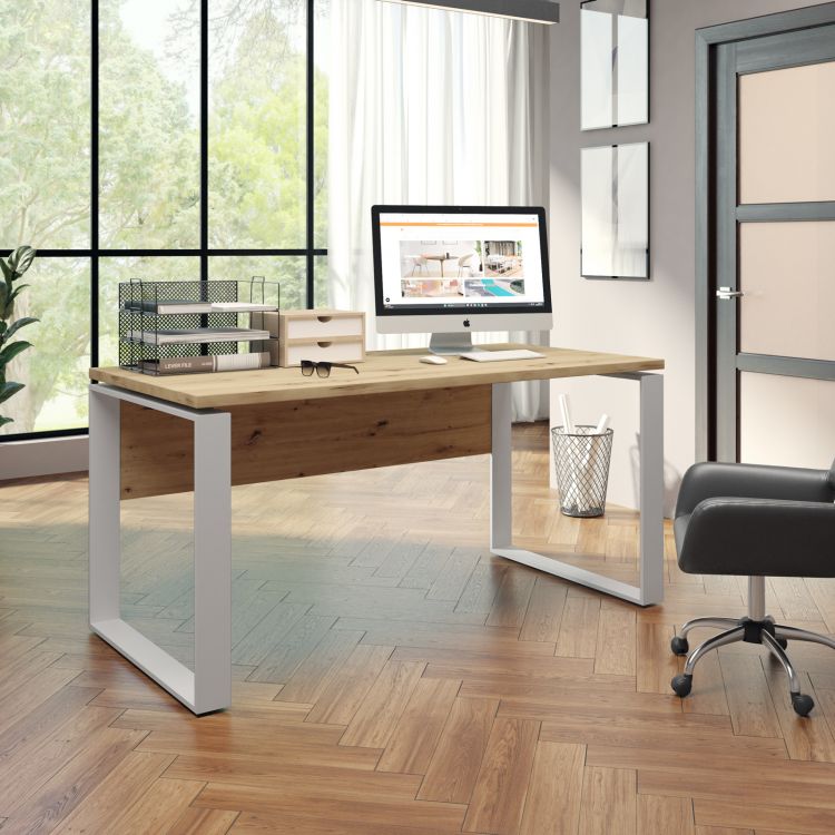 Scrivania ufficio moderna 150x75cm cemento design moderno stile studio  WOODY