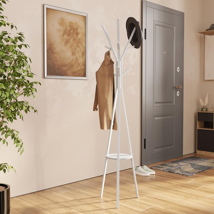 Appendiabiti da parete con ripiano 5 ganci colore legno e bianco Barnet-old | Maisons du Monde