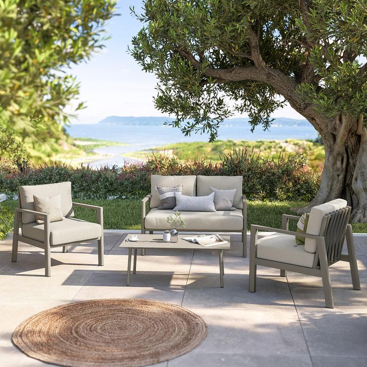 Sgabello Da Esterno In Polyrattan Con Cuscino - 55x55x37 Cm, Beige, Per Giardino - Foto 8