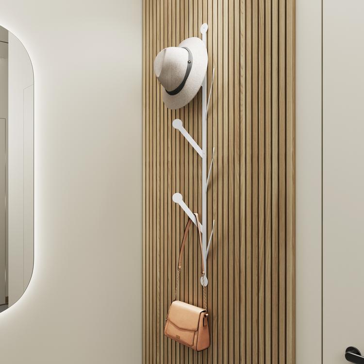 Ganci Appendiabiti Da Parete Moderni - 5 Ganci In Metallo Bianco - Per Ingresso, Camera, Bagno - Design Doppio Gancio - Foto 8