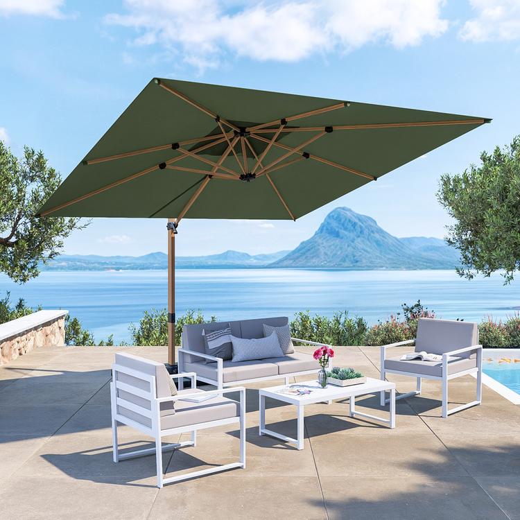Ombrellone Da Giardino Doppio Tettuccio 470x280cm - Grigio/Beige, Base Non Inclusa - Foto 10