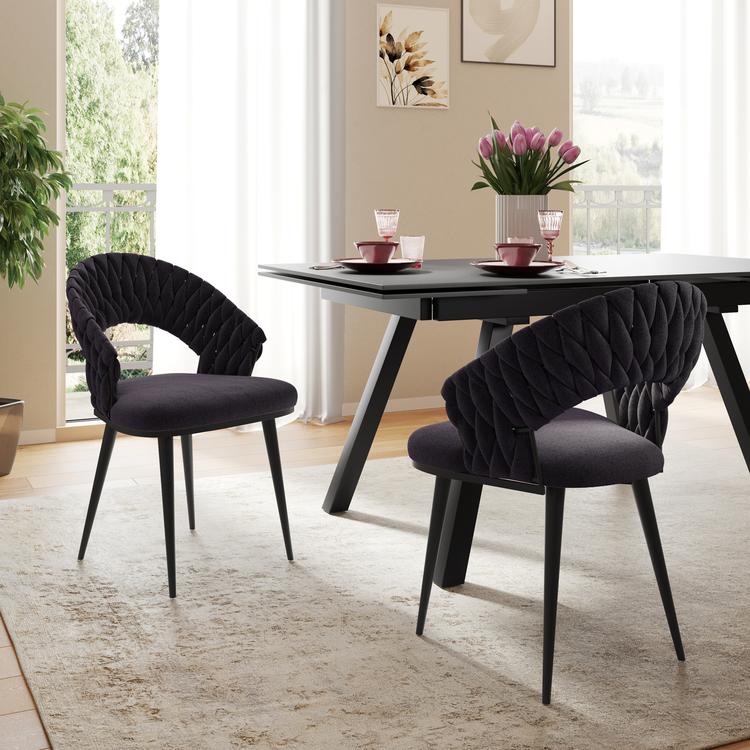 Set di 2 sedie da pranzo in tessuto sherpa Kana Design - SKLUM