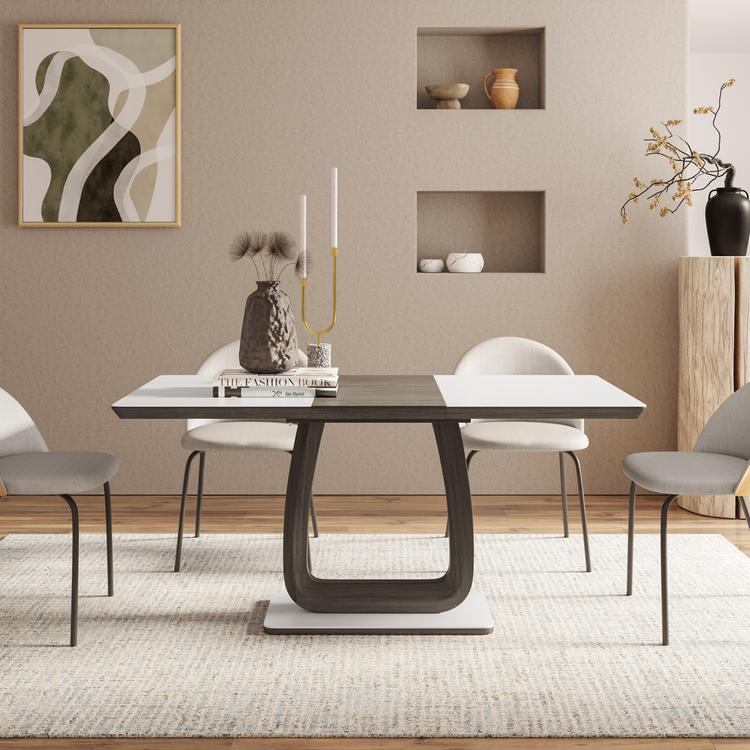 Tavolo Da Pranzo Telescopico Allungabile 110-140x70 Cm - Con Ripiani Salvaspazio - Naturale E Nero - 5