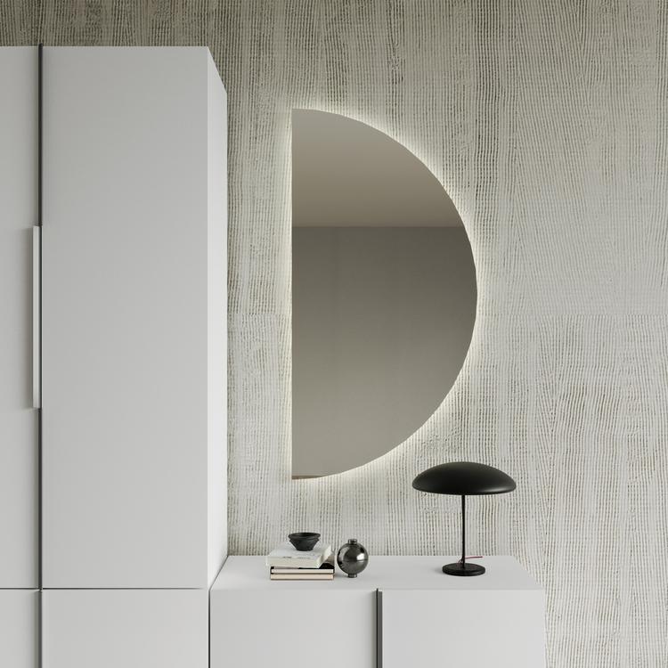 Specchiera Rettangolare 170x67 Cornice In Vetro E Specchio Fumè