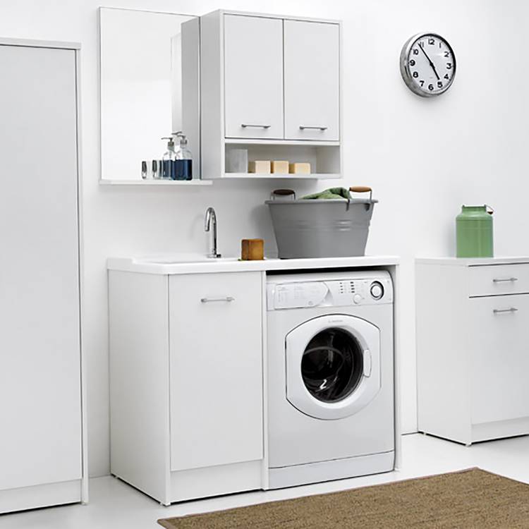 Bagno Italia Base copri lavatrice per esterno mobile coprilavatrice  109x60x92 cm bianco con lavatoio reversibile : : Grandi  elettrodomestici