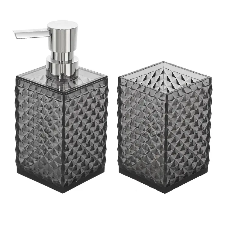 Set accessori bagno nero da appoggio dispenser e portaspazzolini in  ceramica Cristal