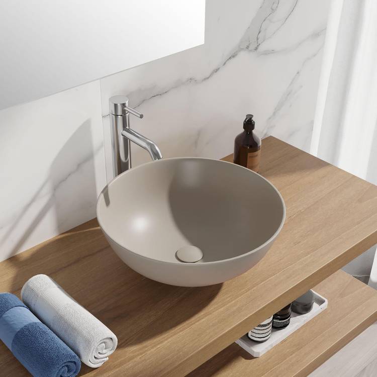 Lavabo bacinella da appoggio 36cm in ceramica ultraslim bianco opaco