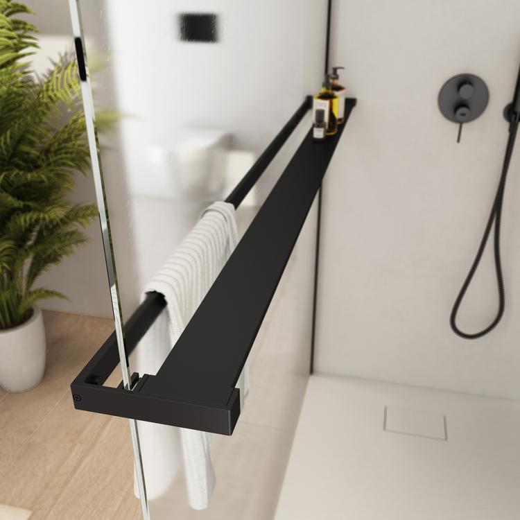 BELLE VOUS Mensola Doccia Da Appendere In Metallo Nero - 3 Ripiani + Portasapone E Ganci - Organizer Bagno Senza Fori