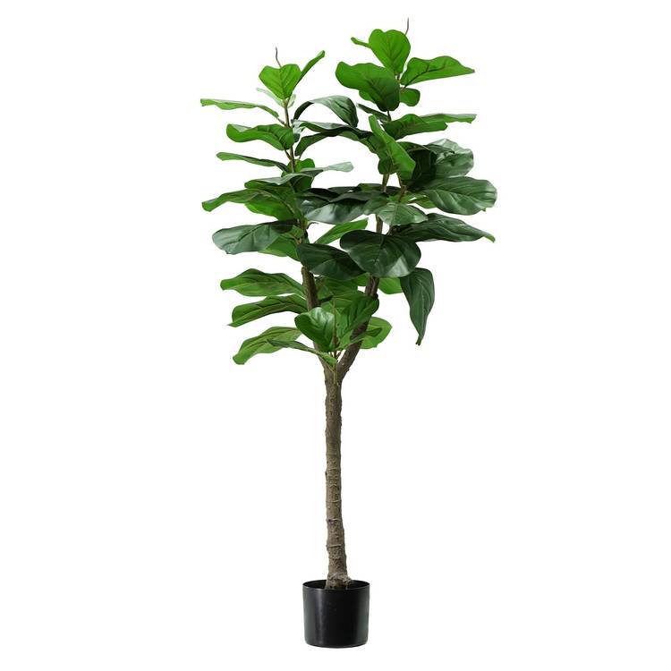 Pianta artificiale di ficus elastica 145 cm con 45 foglie in vaso