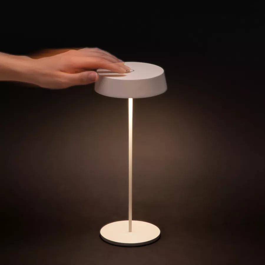 Lampada da tavolo portatile LED in metallo 12x29,5 cm bianco