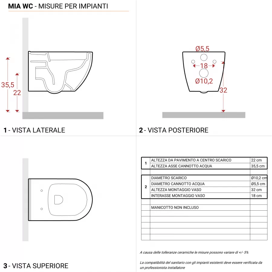 Coppia Di Sanitari Sospesi Wc E Bidet In Ceramica 36x55x33 Cm Vorich Vortix  Bianco