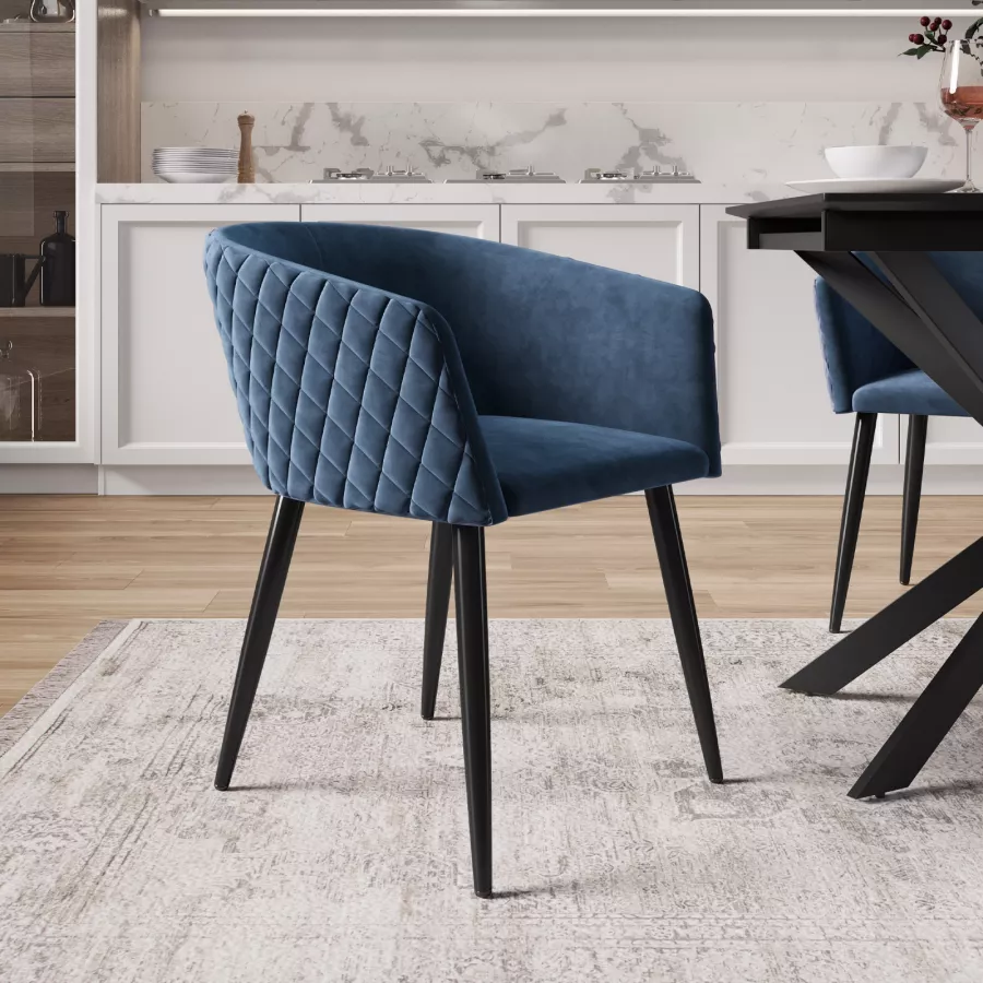 Striscia Decorativa in Lino grigio con bordo velluto blu | Caterina Quartana