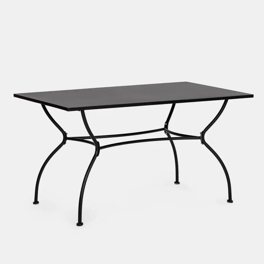 Set pranzo tavolo 140x80 cm e 4 sedie pieghevoli in metallo nero - Loren