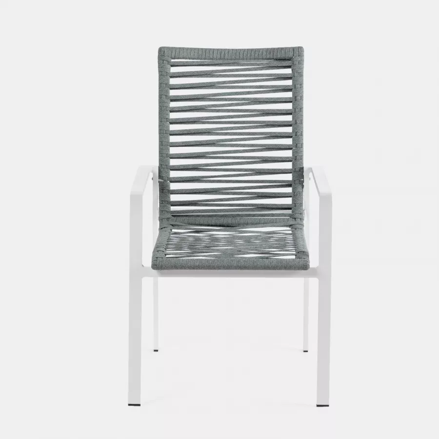 Set pranzo da esterno con tavolo estensibile e 4 sedie in alluminio bianco  - Adagio