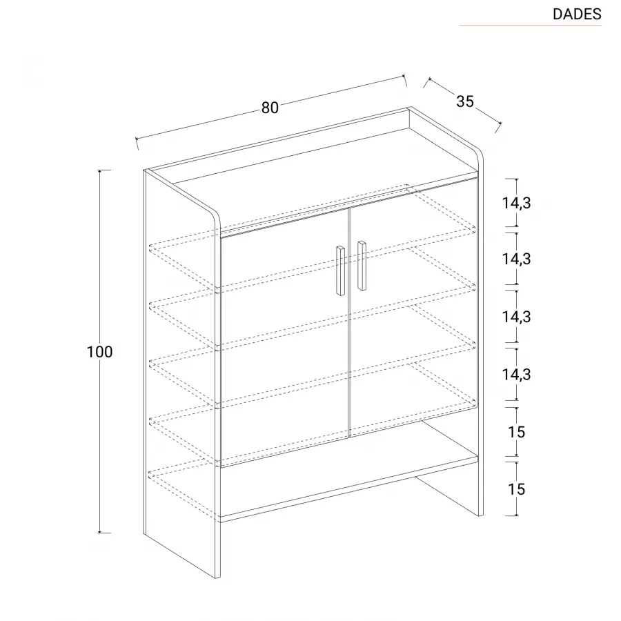 Mobile multiuso 80x100h cm in legno bianco opaco - Dades