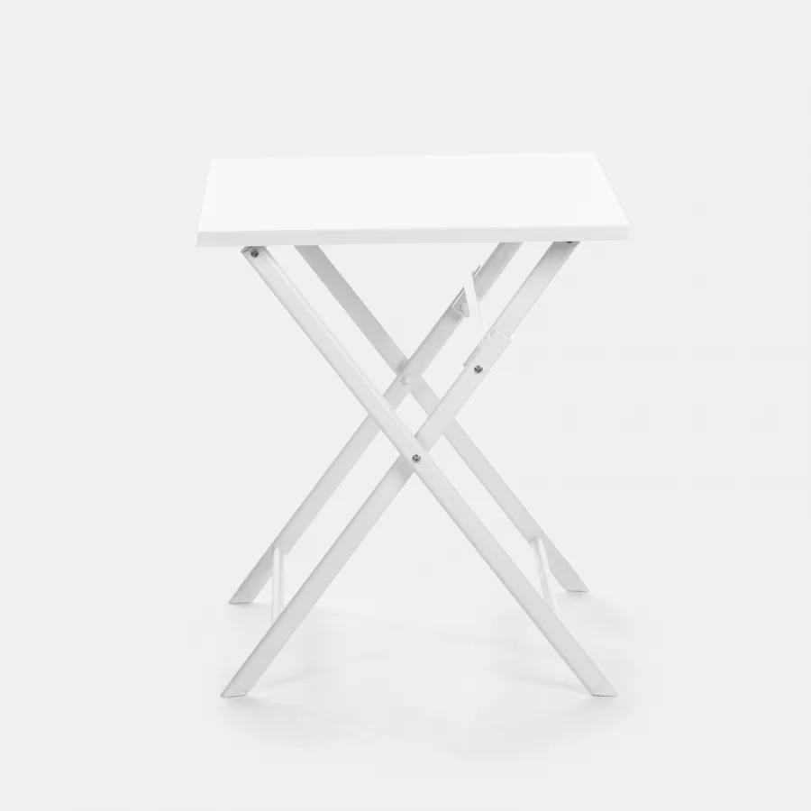 Tavolo da giardino pieghevole 60x60 cm in alluminio bianco - Fuego