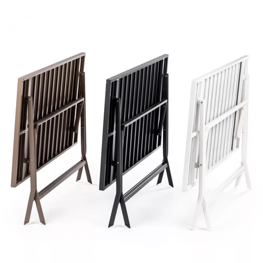 Set pranzo tavolo pieghevole 120x70 cm e 4 sedie pieghevoli in alluminio  tortora - Fuego