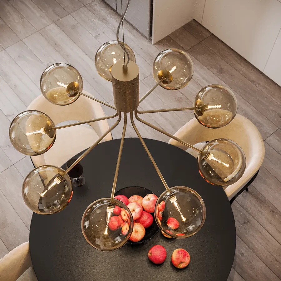 Lampada A Sospensione Moderna A Globo In Vetro E Oro - Lampadario Design Mid-Century Per Isola Cucina, Soggiorno, Tavolo, Con Cavo Regolabile