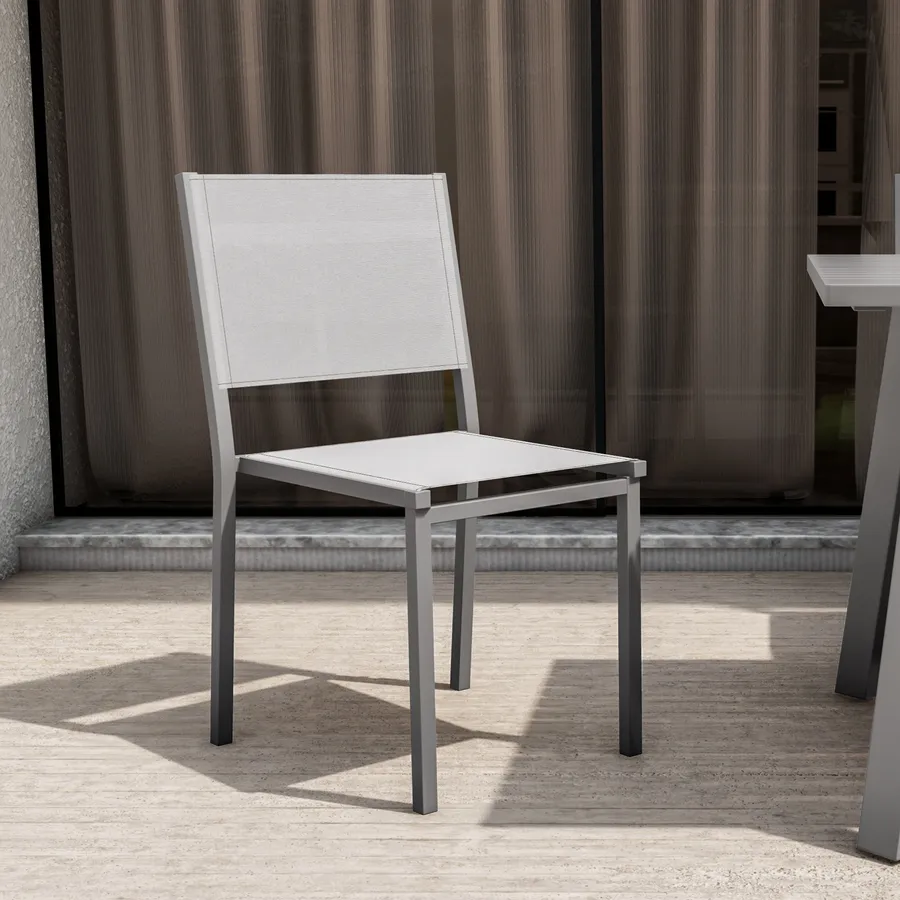 Art. CHA55T - SEDIA ELBA IN ALLUMINIO - TEXTILENE GRIGIO CHIARO