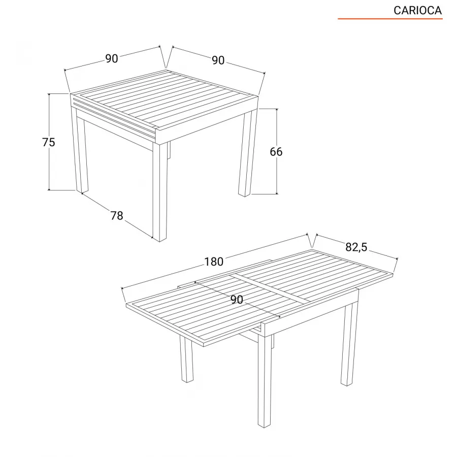 Tavolo 90x90 allungabile da cucina R 90