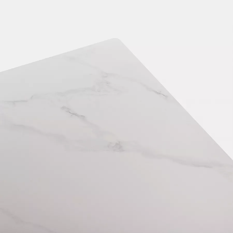 Scrivania 150x90 cm piano ceramica 12 mm e base in metallo bianco - Masao