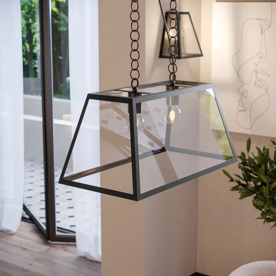 Ganeed Plafoniera Sospensione Lampadario in Cristallo Illuminazione Sospesa Moderna in Metallo per Sala da Pranzo Soggiorno Camera da Letto con Paralume a Goccia Nero 6 Luci
