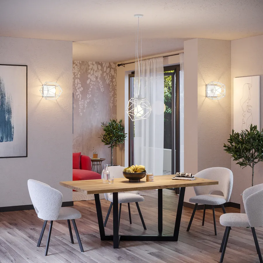 Sulion Plafoniera Da Soffitto Quadrata In Vetro Satinato, 2 Attacchi E27, Colore Bianco, Luce Diffusa E Moderna