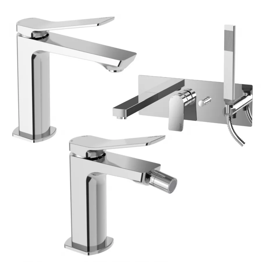 Set Miscelatore Lavabo E Bidet Con Incasso Vasca Cromato Tilt Di Paffoni