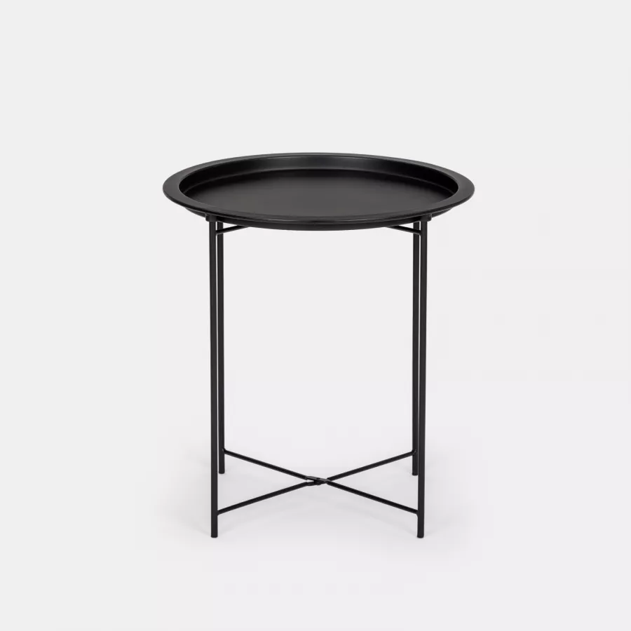Tavolino pieghevole rotondo 47 cm in metallo nero - Verella