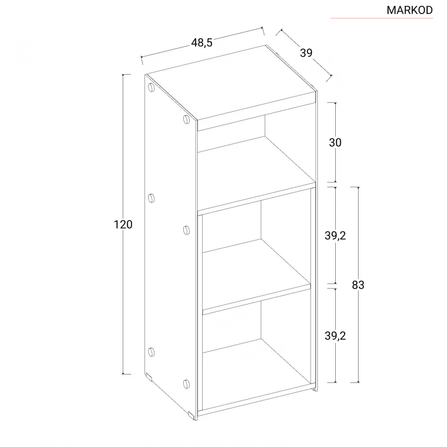 Libreria bassa 3 ripiani in vetro e legno Amantida 75/3