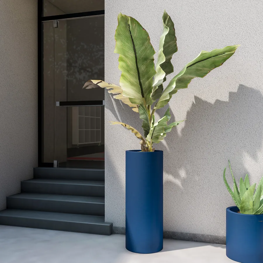 Portavaso Con Ruote Nascoste – 3 Pezzi Da 30 Cm – Resistente Con Vasca D'Acqua – Colore Blu Ardesia – Capacità 74,8 Kg - 2