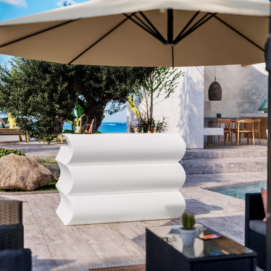 Postazione modulare lounge bar per esterni 145x88 cm bianco