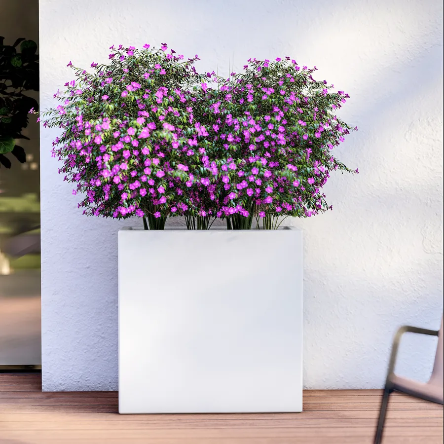 Matches21 Vaso Rettangolare In Ceramica Lucida Argento 10x10x8 Cm