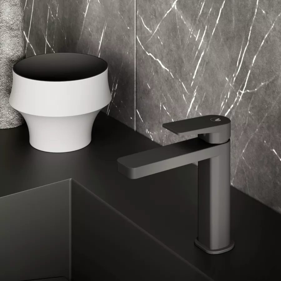 Miscelatore lavabo nero opaco con piletta inclusa - Bastille