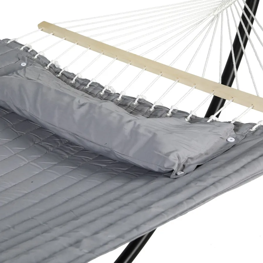 Lazy Daze Hammocks Amaca doppia in tessuto trapuntato da 3,5 m, con barra di spalmatura e cuscino staccabile, amaca per 2 persone per esterni, patio, cortile, piscina, capacità di carico 204 kg