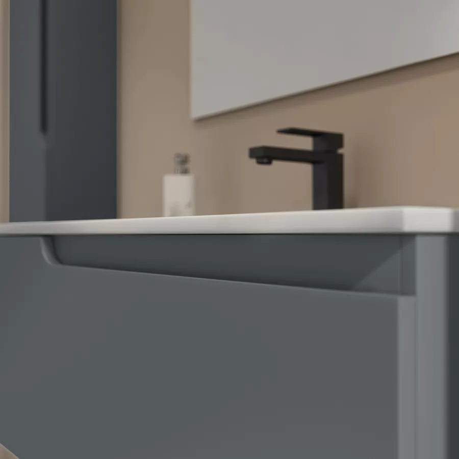 Mobile bagno sospeso 100 cm con lavabo integrato color carta da zucchero e  specchio - Agave