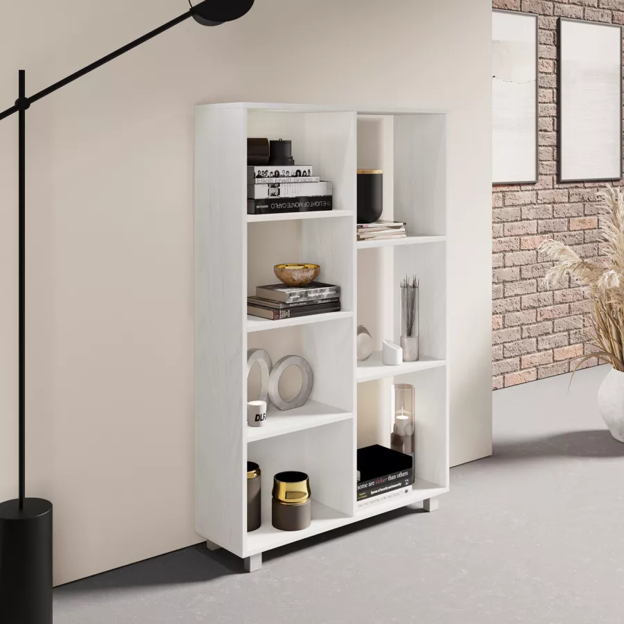 LIBRERIA ALTA A 5 RIPIANI 100X38,6CM H198CM BIANCO/ROVERE - CONCEPT