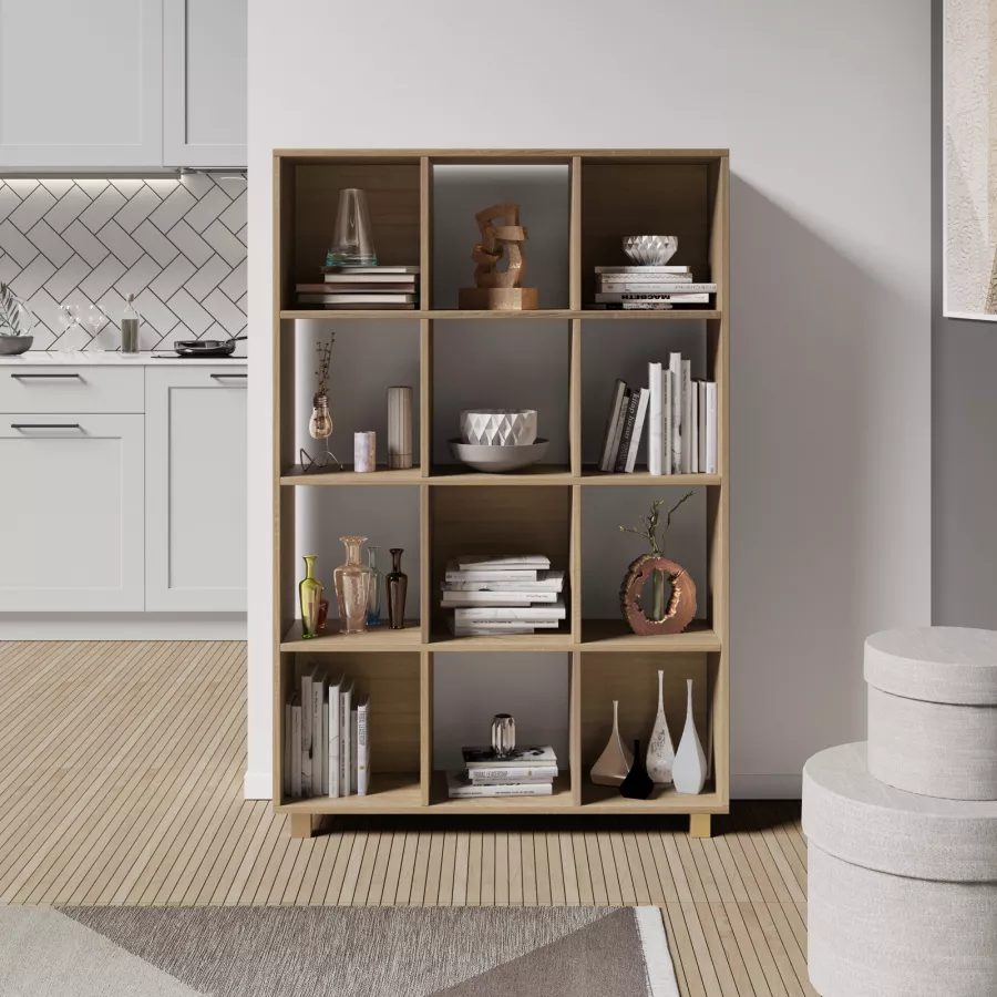 Libreria 90x131 h cm in legno rovere - Elvira