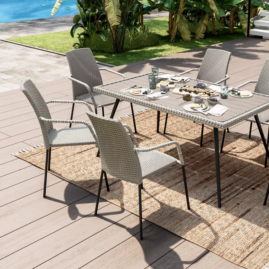 Sedie poltrona con braccioli bar giardino Poly rattan Bistrot Arm