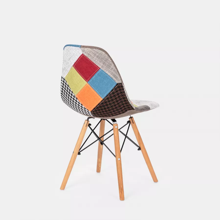 Sedia in tessuto patchwork multicolor con gambe a rete - Copenaghen