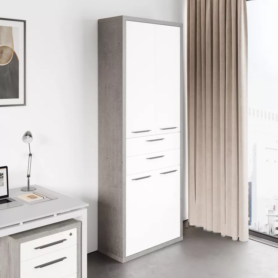 Libreria 82x112h cm in legno grigio cemento - Homely office