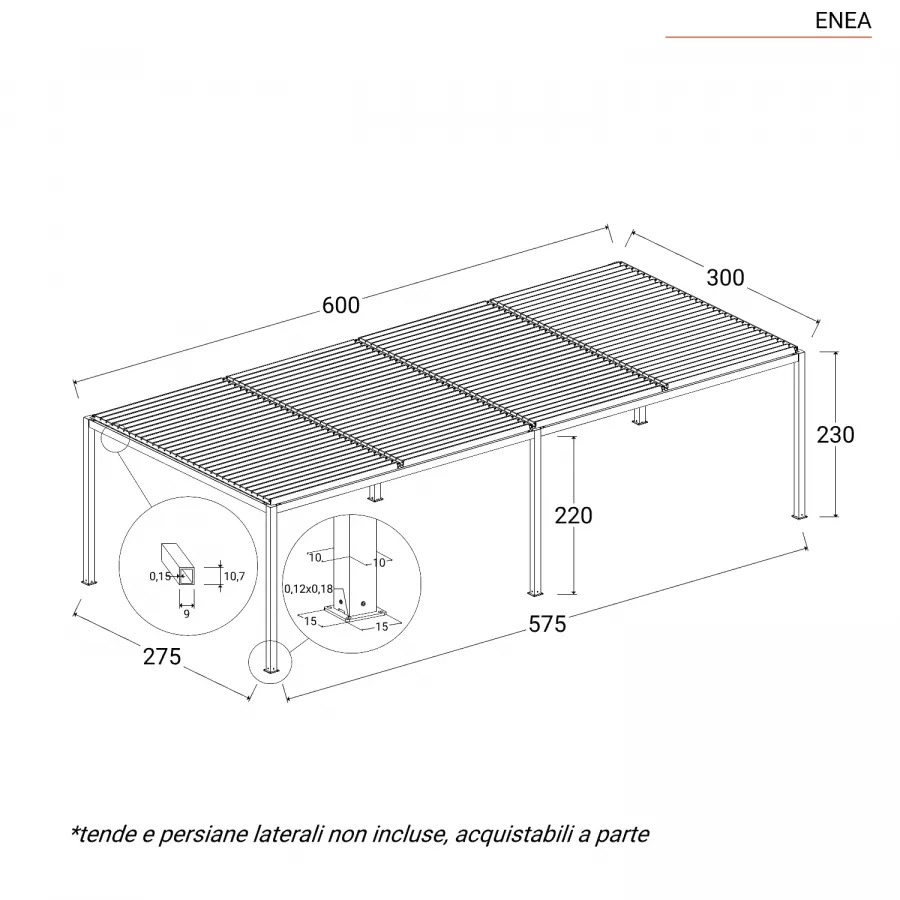 Gazebo 3x6 M Bianco