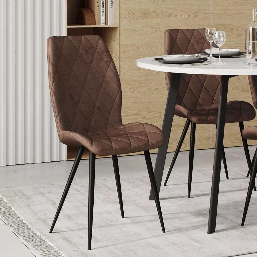Poltrona Criss Cross Con Braccioli In Tessuto Marrone | Stile Moderno