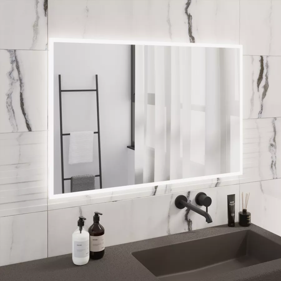 Specchio led 90x60 cm luce naturale reversibile con cornice satinata - Mira