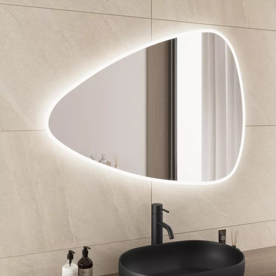 Specchio led 100x75 cm luce naturale reversibile con cornice satinata -  Trika
