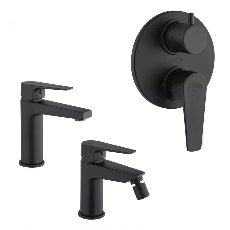 Set Miscelatori Lavabo Bidet Incasso Doccia Vie Nero Opaco Inca